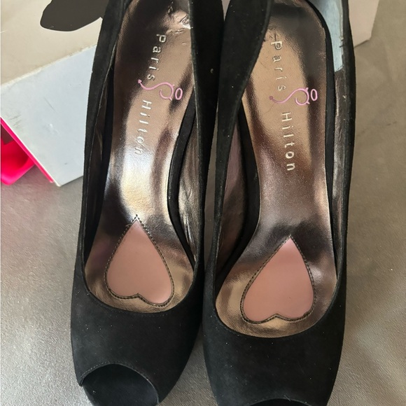 Paris Hilton Pink Bottom Open Toe Platform Heels - Picture 2 of 9